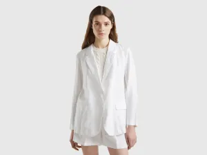 Notched Lapel Collar Solid Blazer
