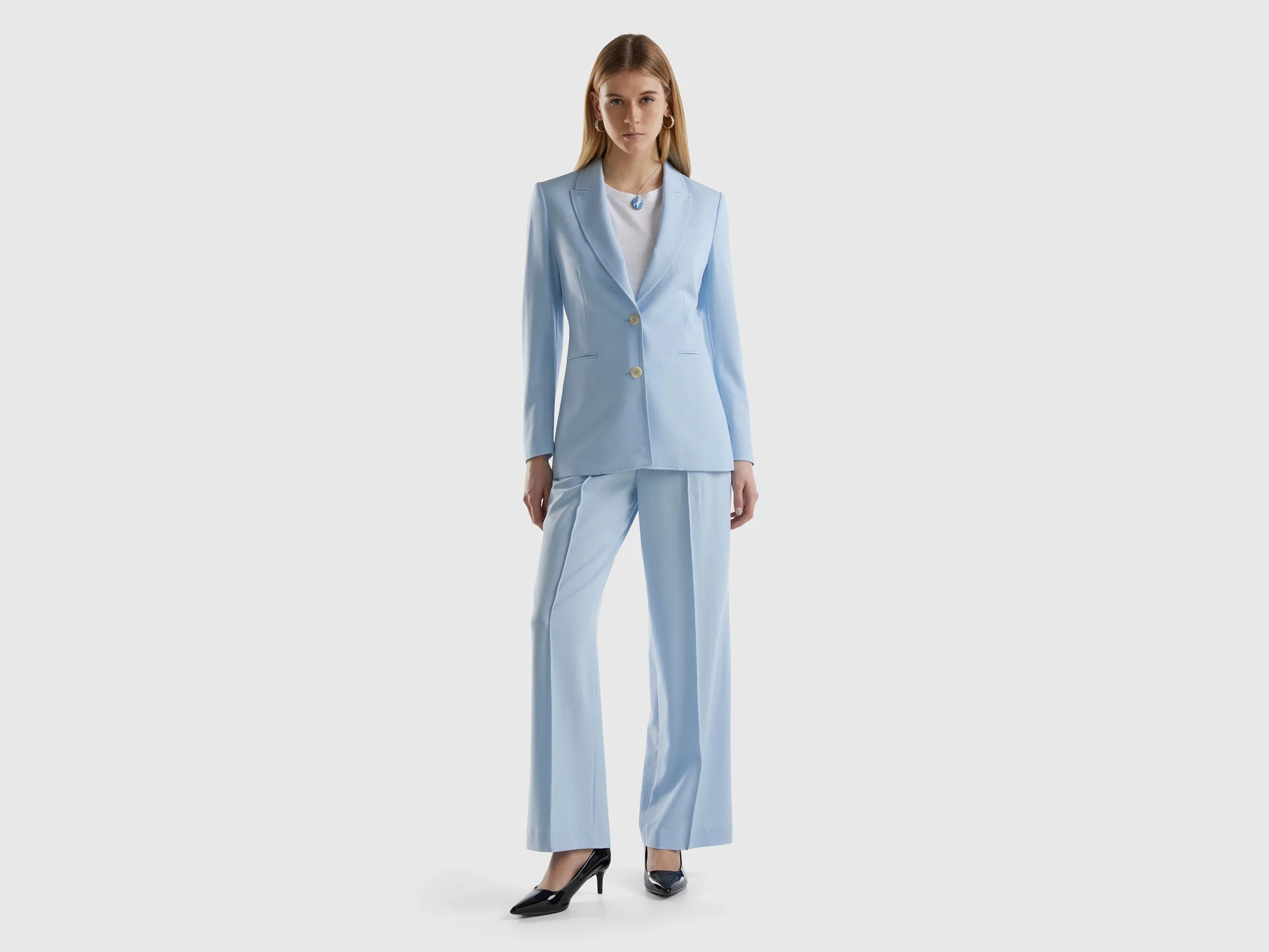 Notched Lapel Collar Solid Blazer