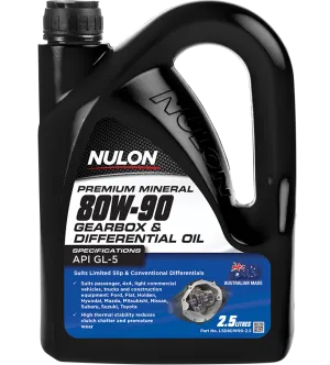 Nulon Premium Mineral 80W90 Gear Oil - 2.5 Litre