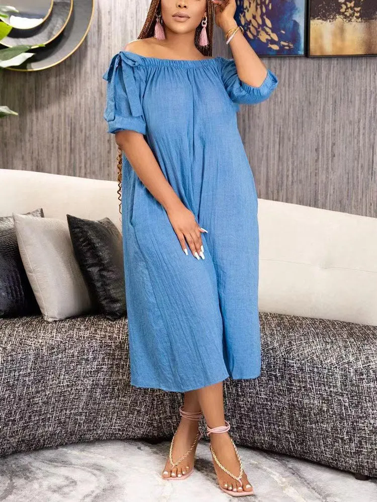 Off Shoulder Pockets Loose Jumpsuit