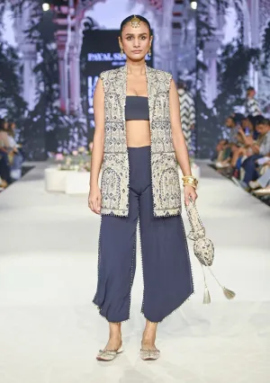 Off-white embroidered blazer and black pants
