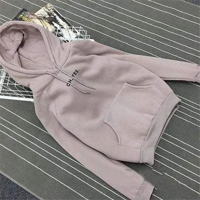 Oh Yes Letter Harajuku Winter Fleece Pullover