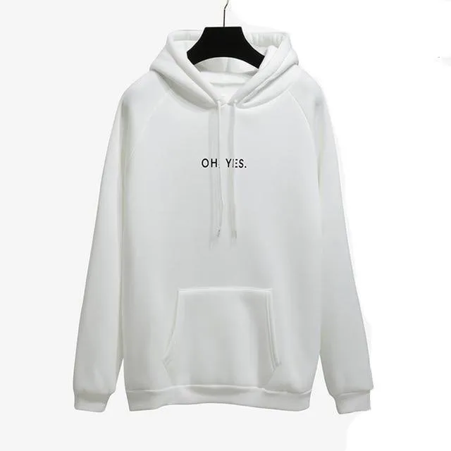 Oh Yes Letter Harajuku Winter Fleece Pullover