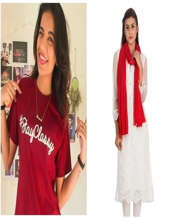 Pack of 2 - Red Printed T-Shirt With Red Cotton Stole