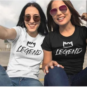 Pack Of 2 - White and Black Legends Cotton Printed T-Shirts For Women