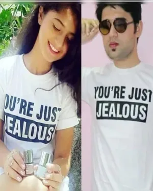 Pack Of 2-White You Just Jelous Printed T-Shirts For Couple