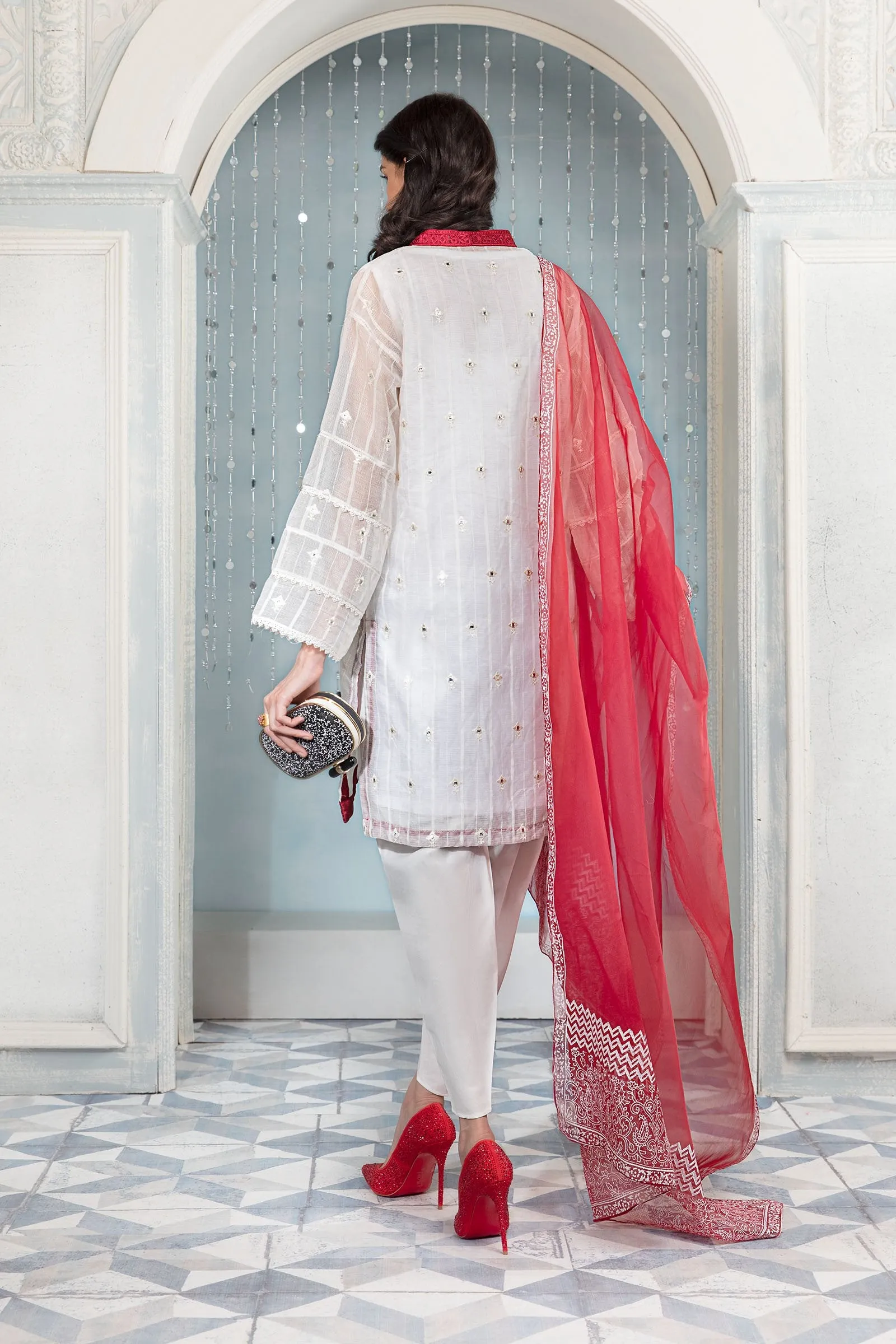 Pakistani Party Dress in Tulip Pants with Kurti Style