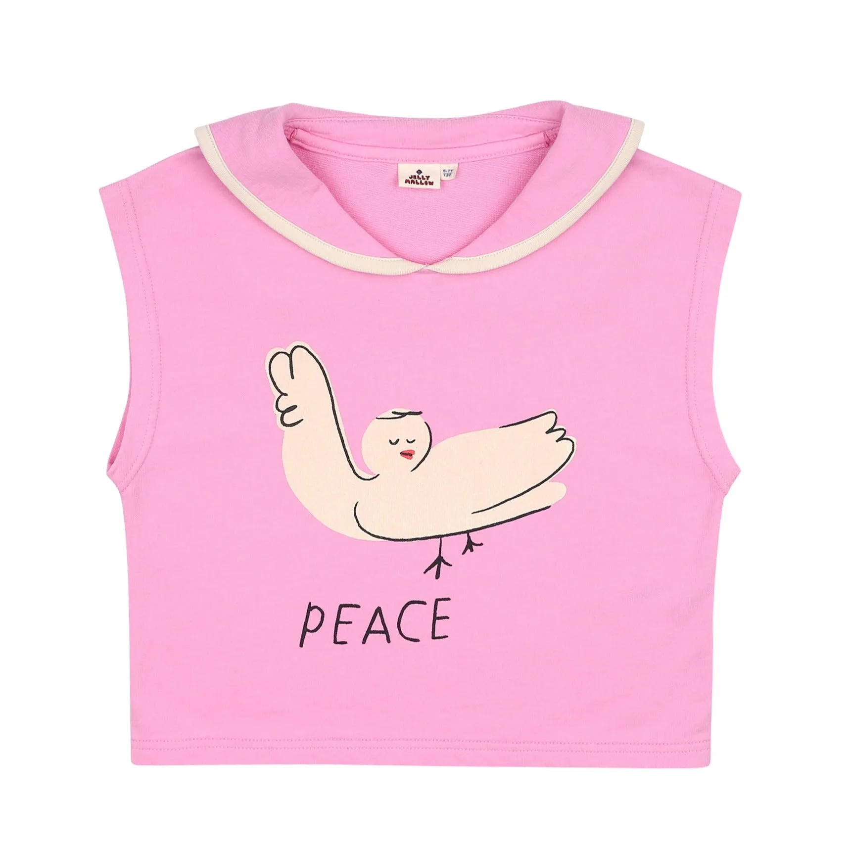 Peace Collar Sleeveless Tee in Pink by Jelly Mallow