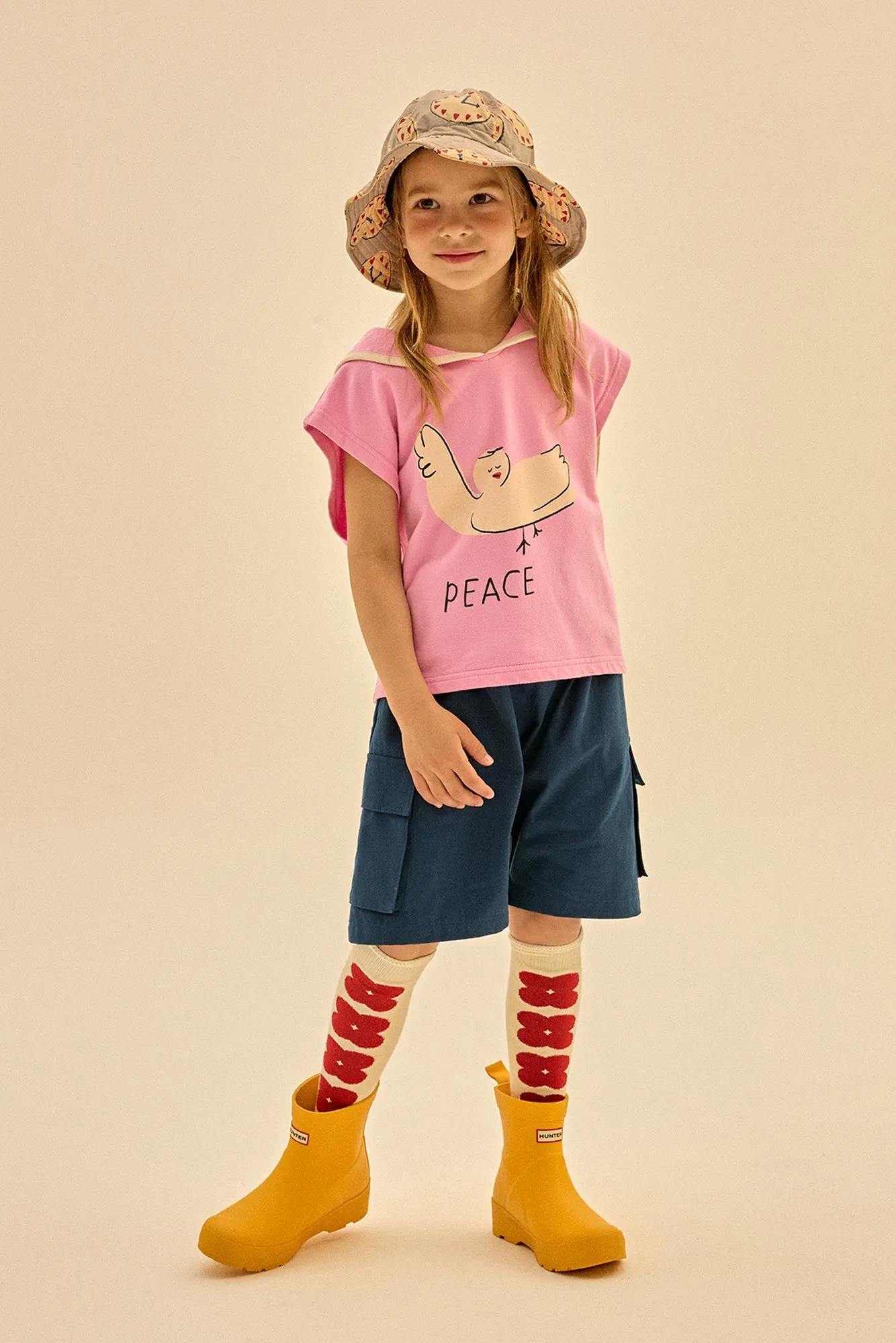 Peace Collar Sleeveless Tee in Pink by Jelly Mallow