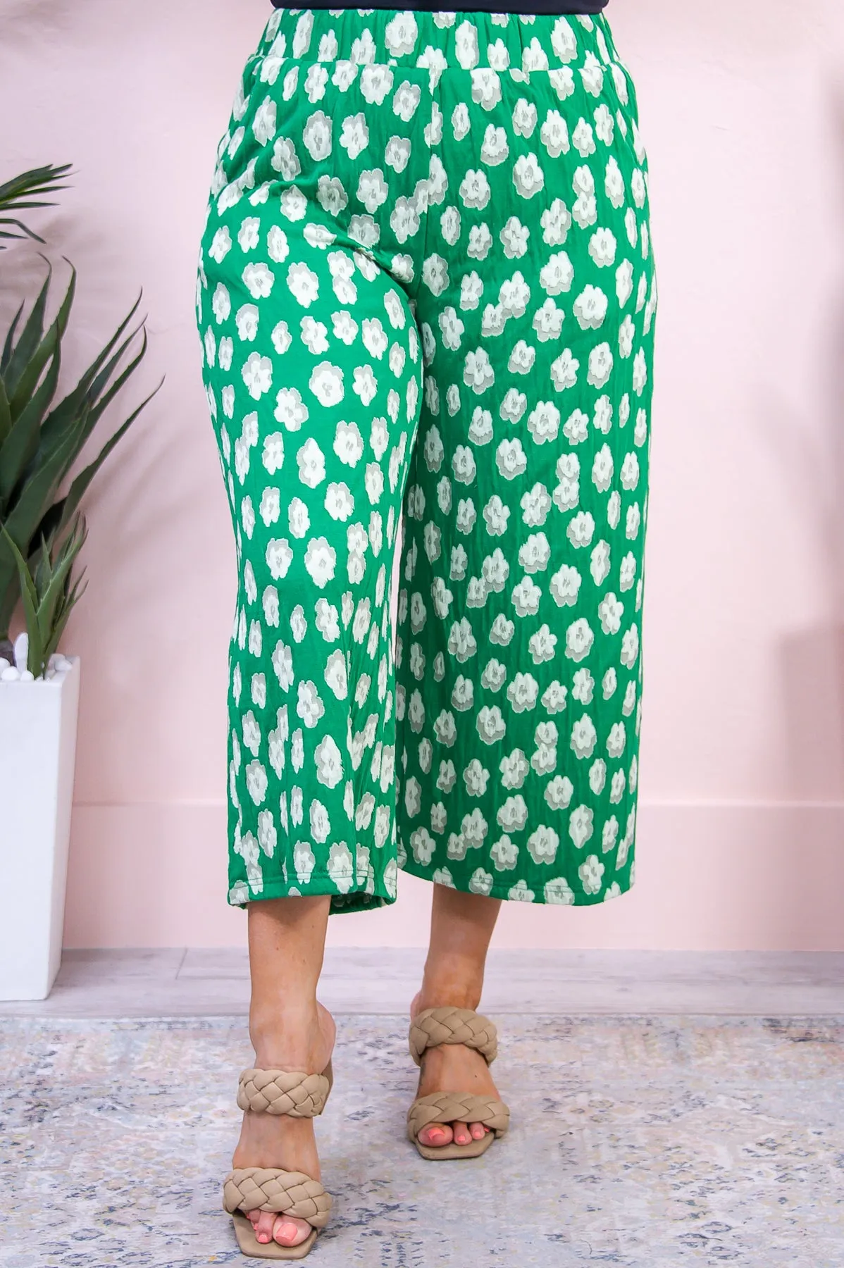 Picturesque Scene Green/Gray Floral Pants - PNT1608GN