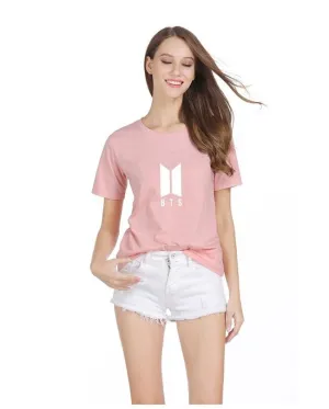 Pink BTS Cotton Printed T-Shirt For Her