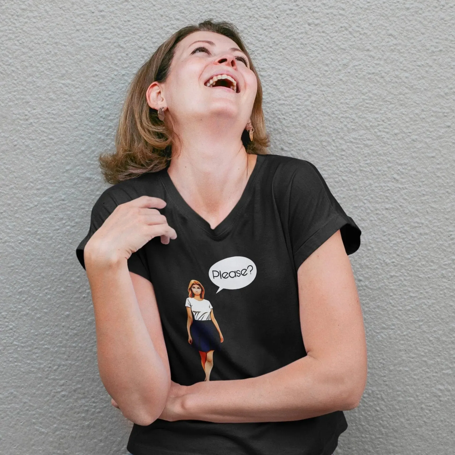 Please? Cincinnati V-Neck Short Sleeve Staple T-Shirt