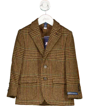 Polo Ralph Lauren Brown Logo Patch Herringbone Pattern Blazer 4 Years