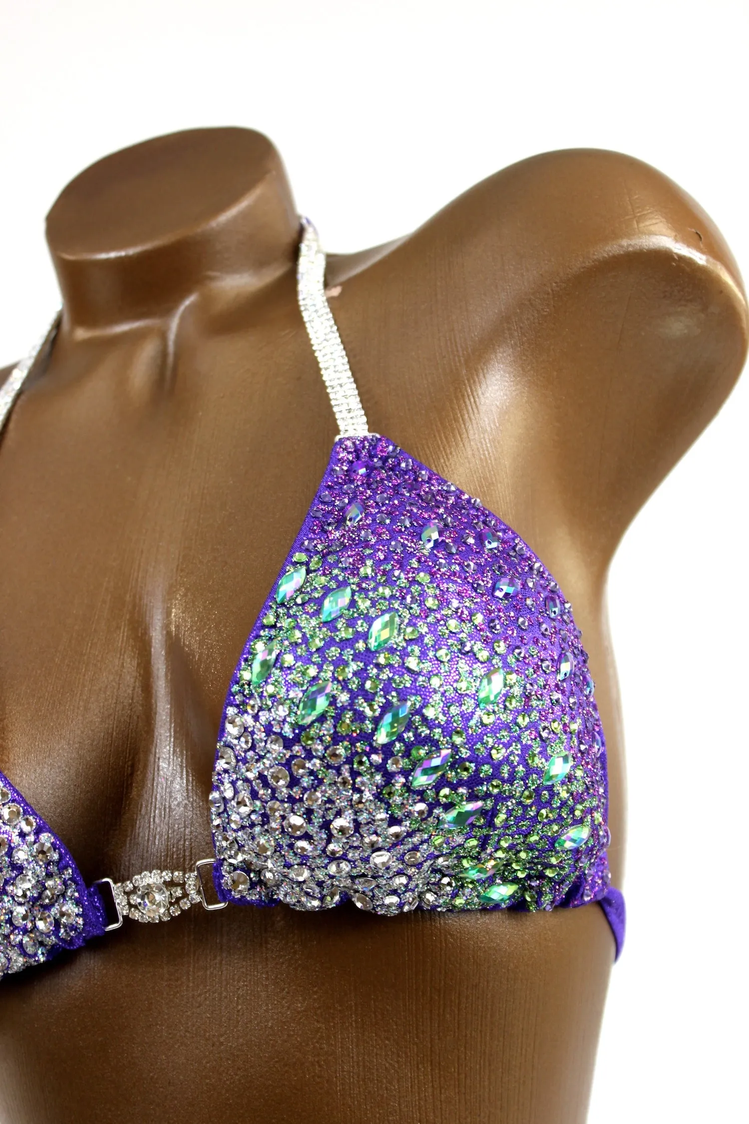 Purple Green Crystals Bikini Suit