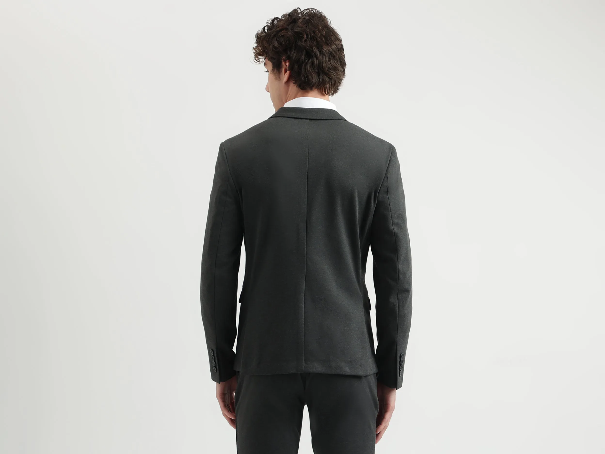 Regular Fit Lapel Collar Solid Pattern Blazer