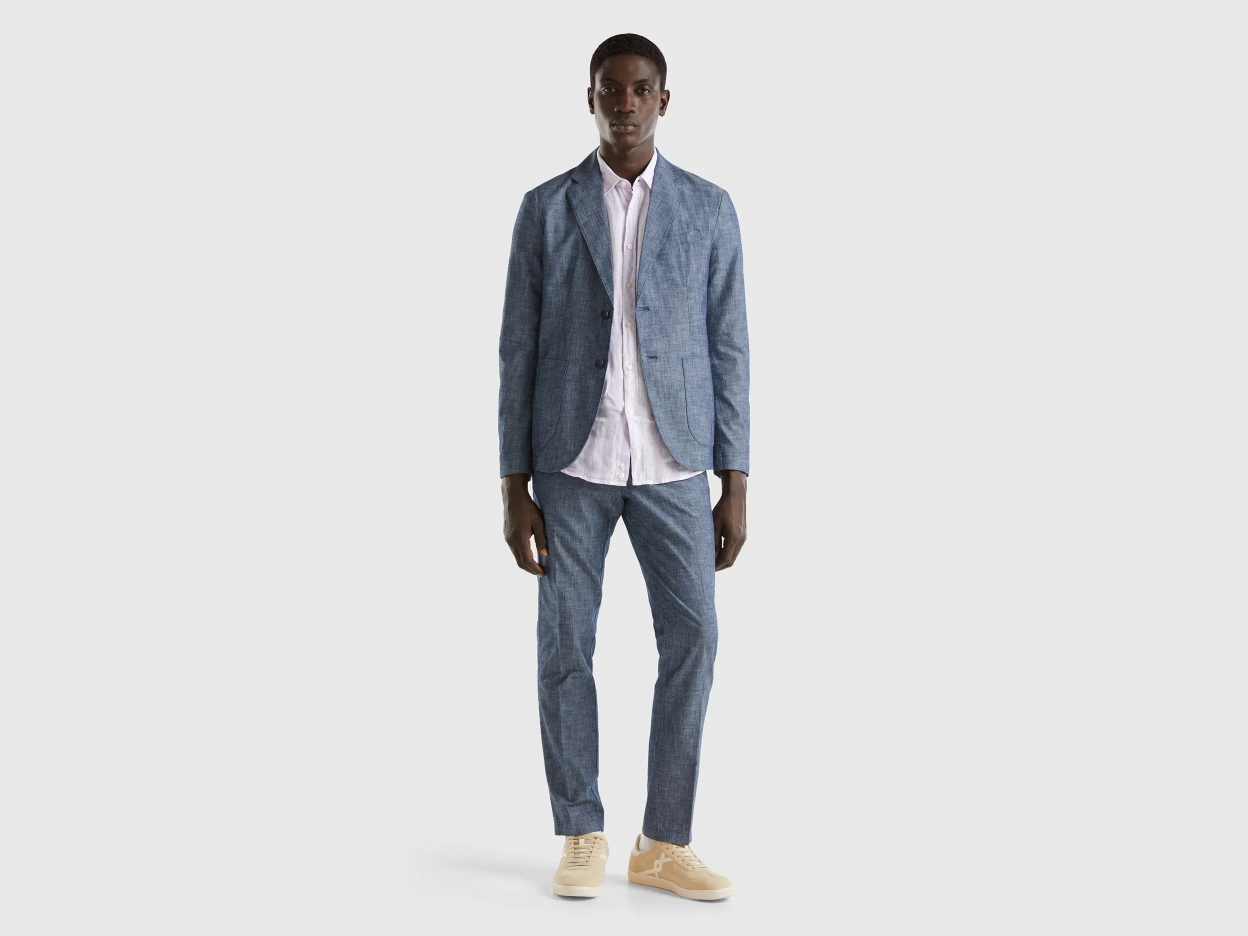 Regular Fit Notched Lapel Collar Solid Blazer