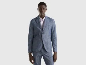 Regular Fit Notched Lapel Collar Solid Blazer