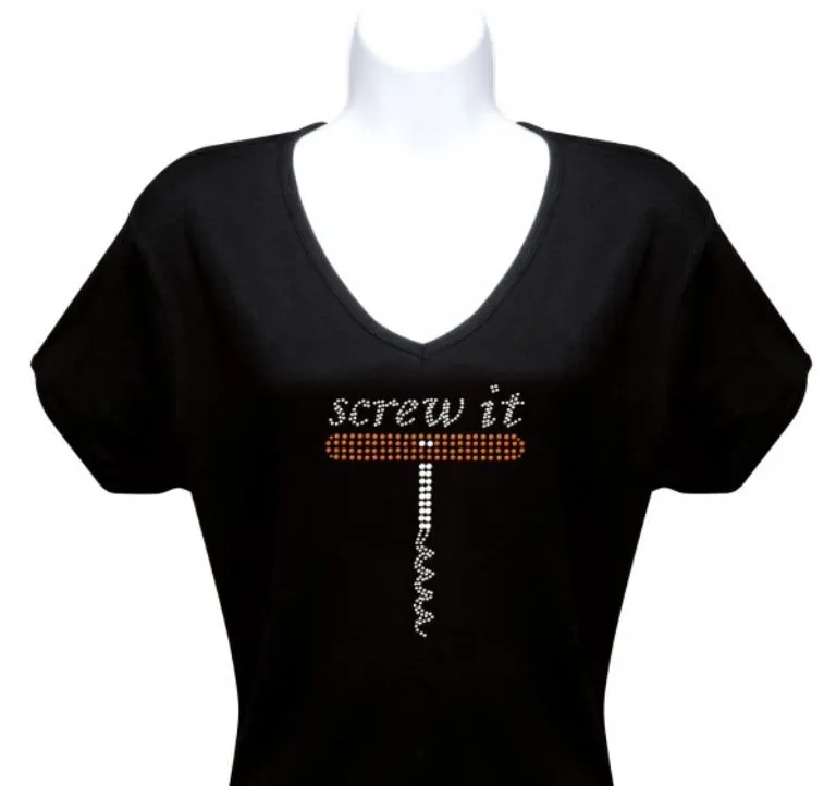 Rhinestone T-Shirt - Screw It