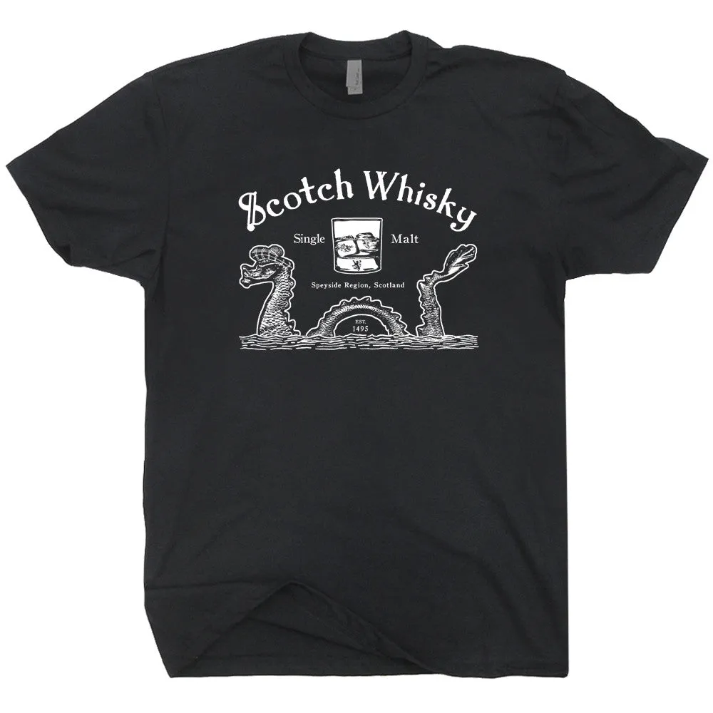 Scotch Whisky T Shirt Loch Ness Monster Shirt Scotland Tee Shirt Scottish Bar Shirt