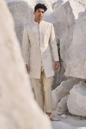 SG Cream Three Dimensional Floral Sherwani Set