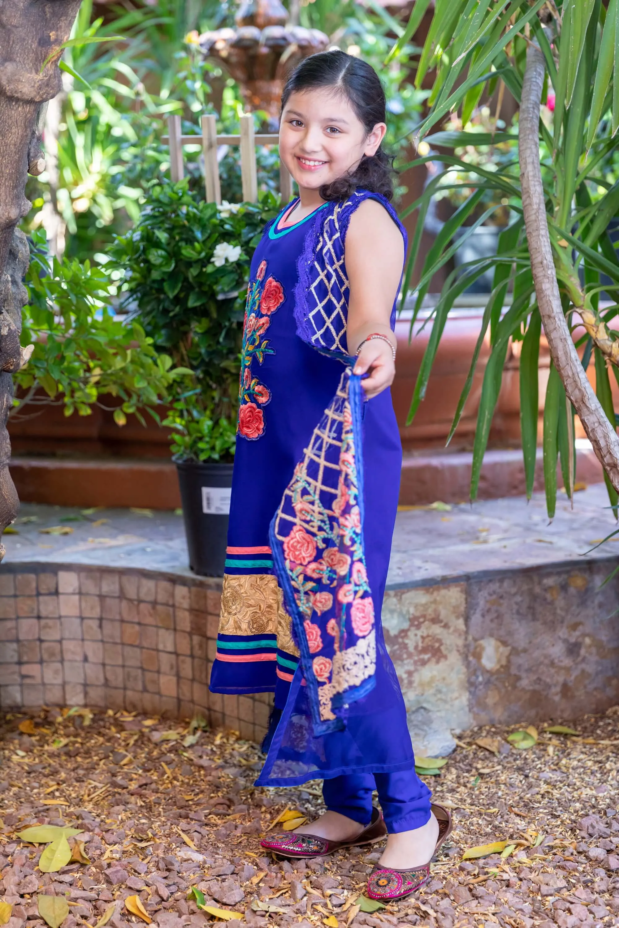 Silk Navy Blue Girls Salwar Kameez -Suit