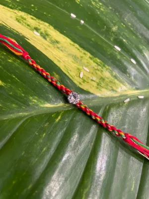 Simple Latest Single Diamond Studded On Multicolored Thread Mauli Special Rakhi For Raksha Bandhan