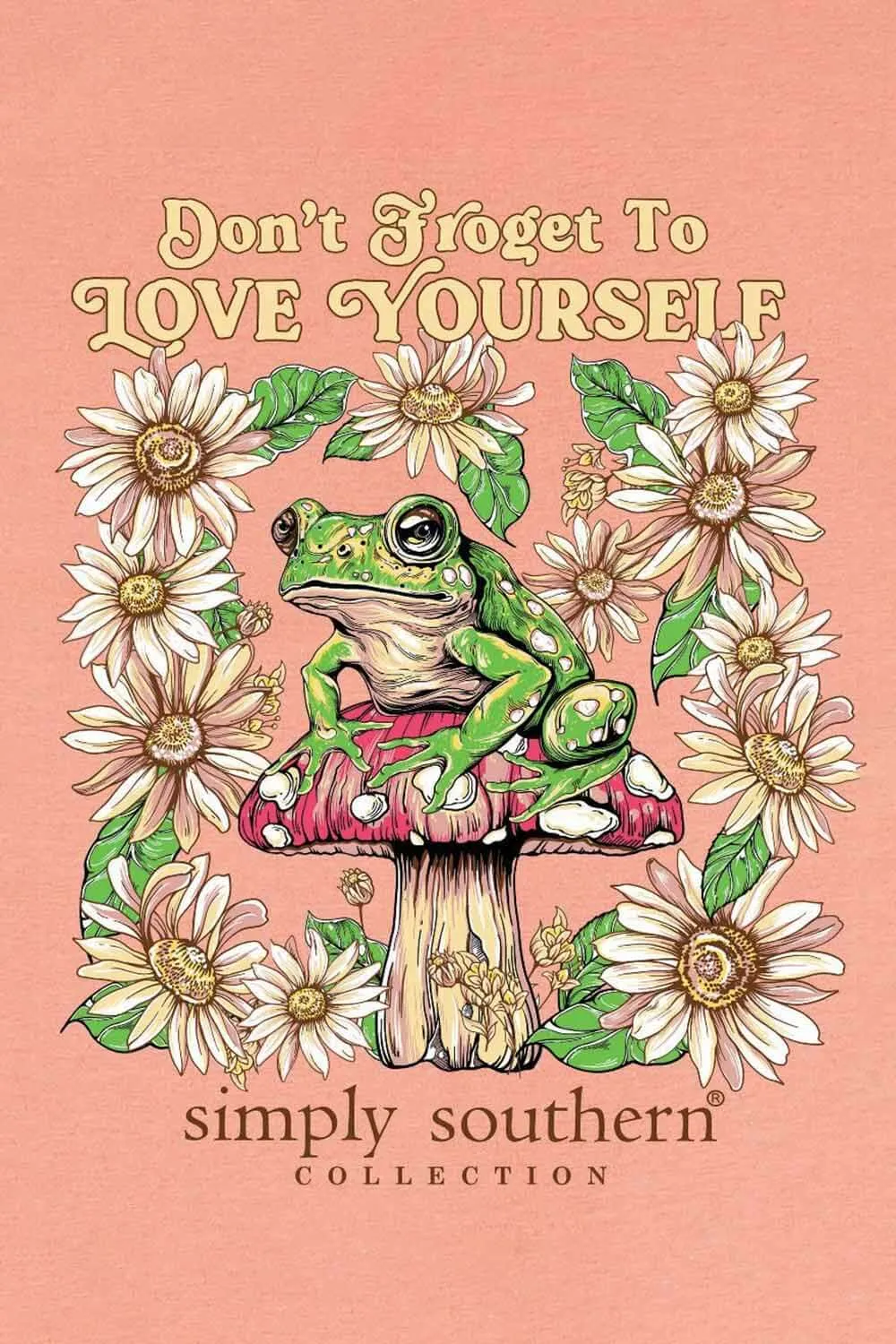 Simply Southern Frog Love Yourself T-Shirt for Women in Peach | SS-FROG-PEACH