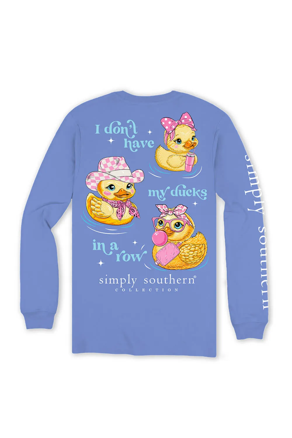 Simply Southern Long Sleeve Ducks In A Row T-Shirt for Women in Vista Blue | LS-DUCKS-VISTA
