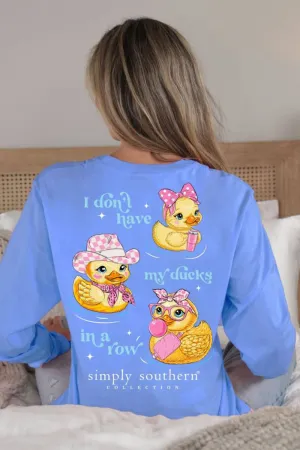 Simply Southern Long Sleeve Ducks In A Row T-Shirt for Women in Vista Blue | LS-DUCKS-VISTA