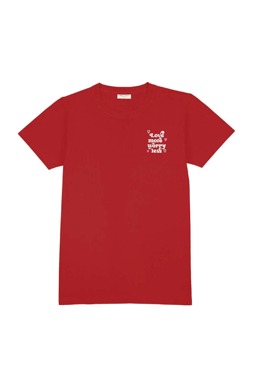 Simply Southern Love More, Worry Less T-Shirt for Women in Red | SS-LOVEMORE-RED