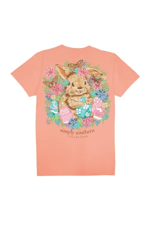 Simply Southern Plus Size Bunny Flowers T-Shirt for Women in Peach | EXT-SS-BUNNY-PEACH