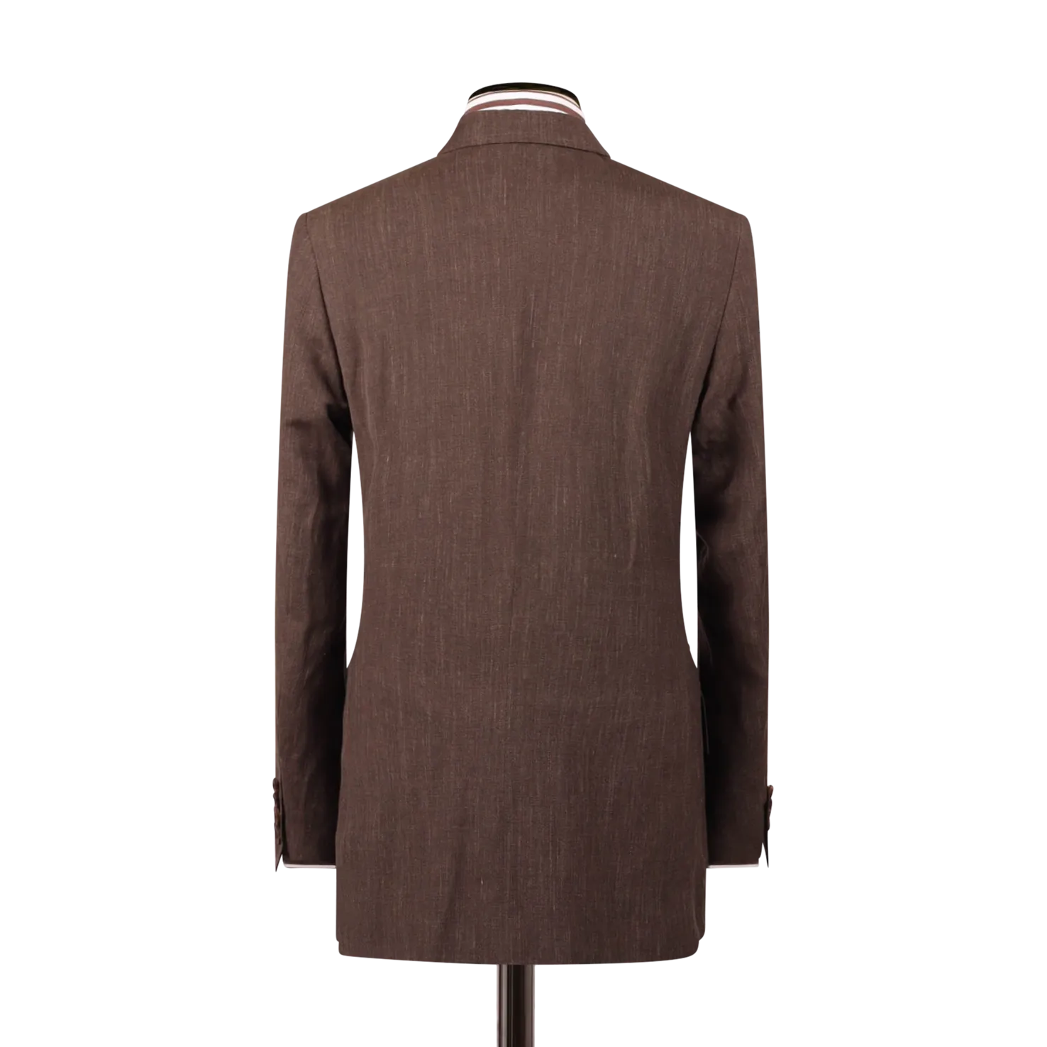 Single Breasted Peak Lapel Suit in Brown Wool, Silk & Linen