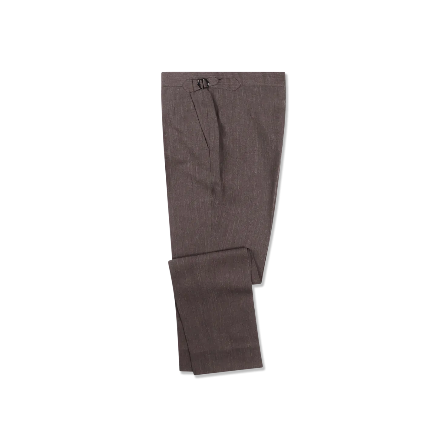 Single Breasted Peak Lapel Suit in Brown Wool, Silk & Linen