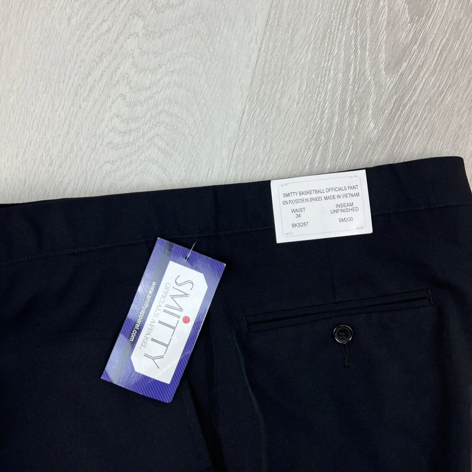 Smitty Basketball Officials Pants Black Size 34 Unfinished Inseam (New)