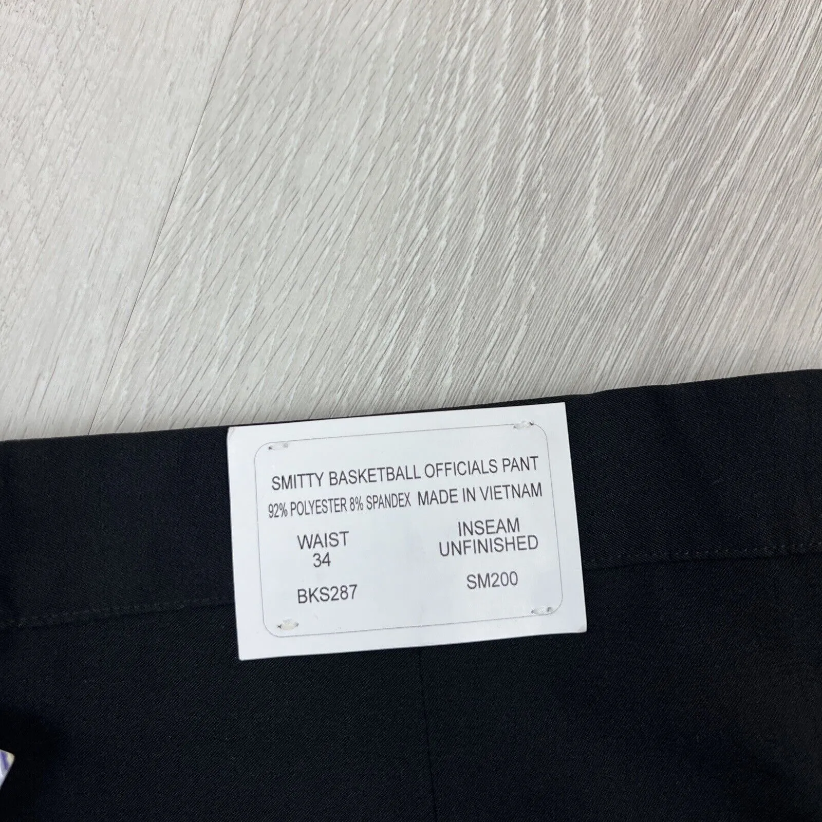 Smitty Basketball Officials Pants Black Size 34 Unfinished Inseam (New)