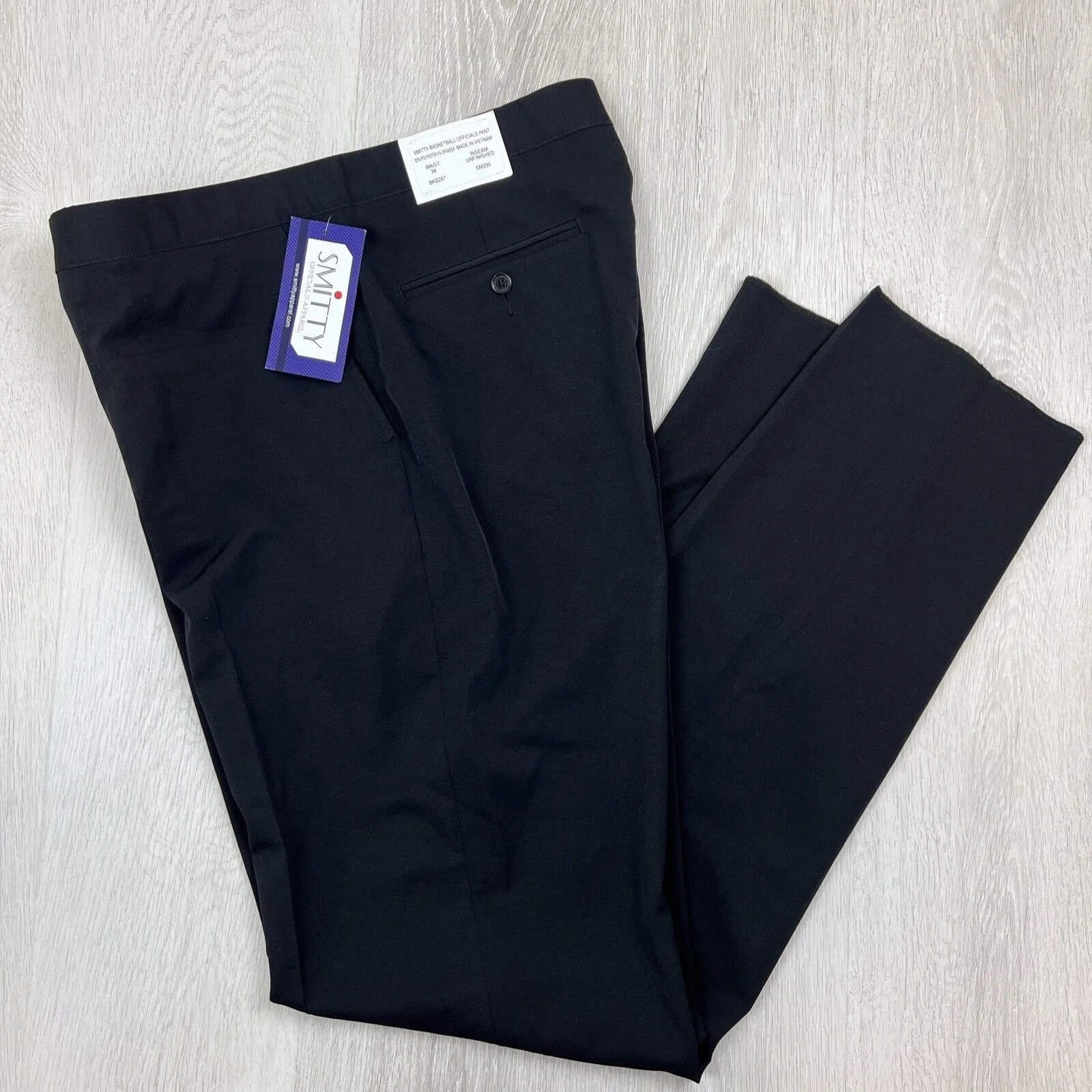 Smitty Basketball Officials Pants Black Size 34 Unfinished Inseam (New)
