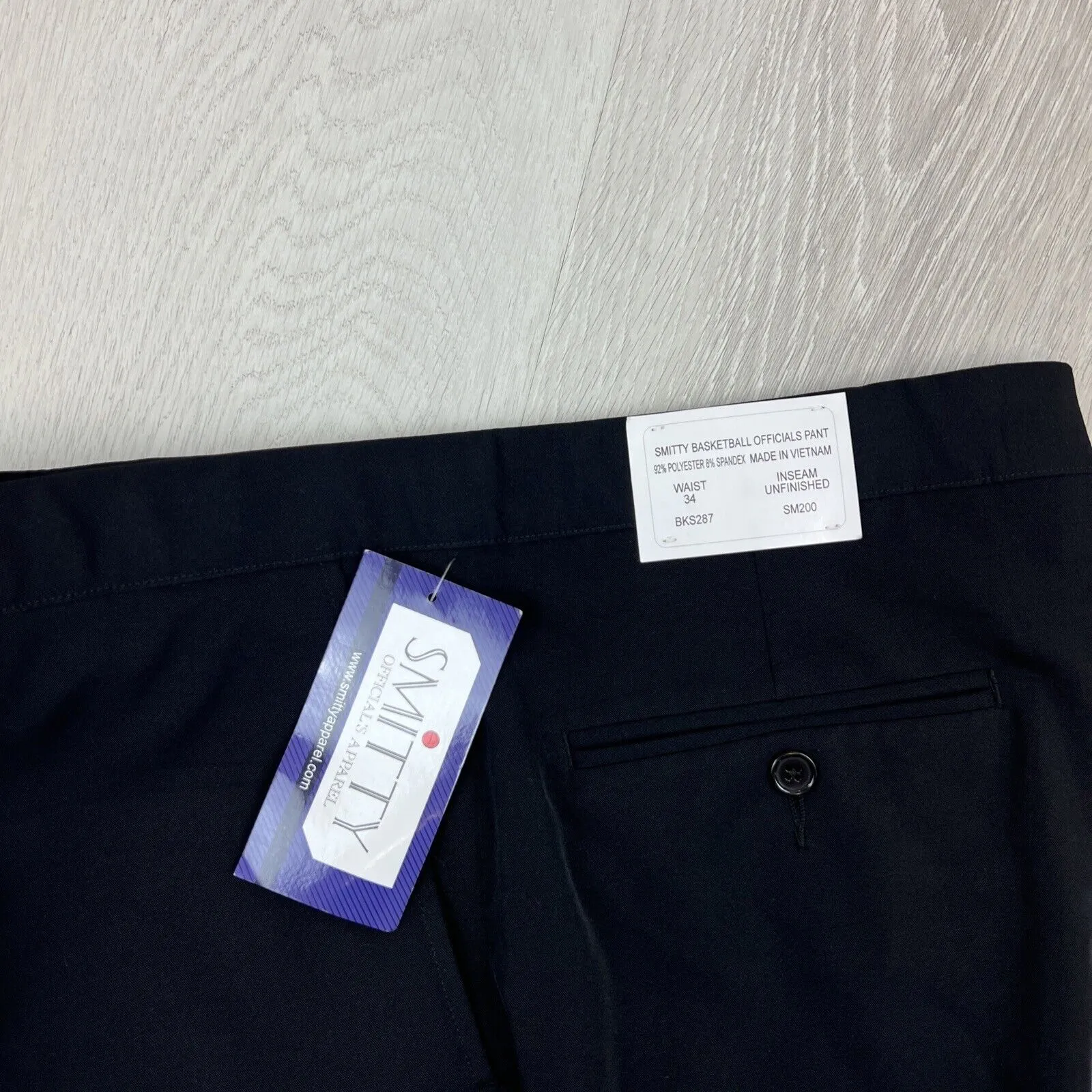 Smitty Basketball Officials Pants Black Size 34 Unfinished Inseam (New)
