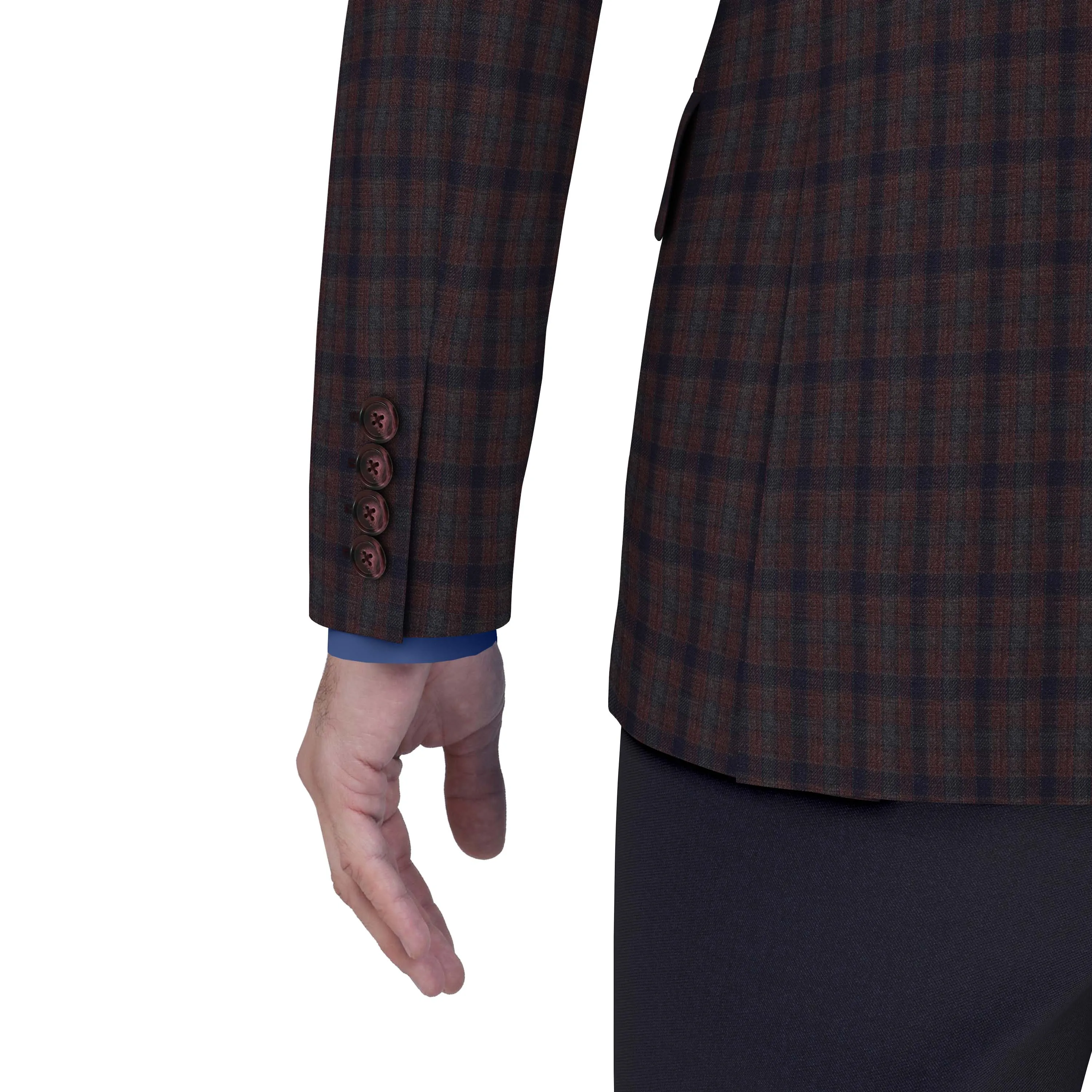 Smoked Hickory Brown & Blue Checks Blazer