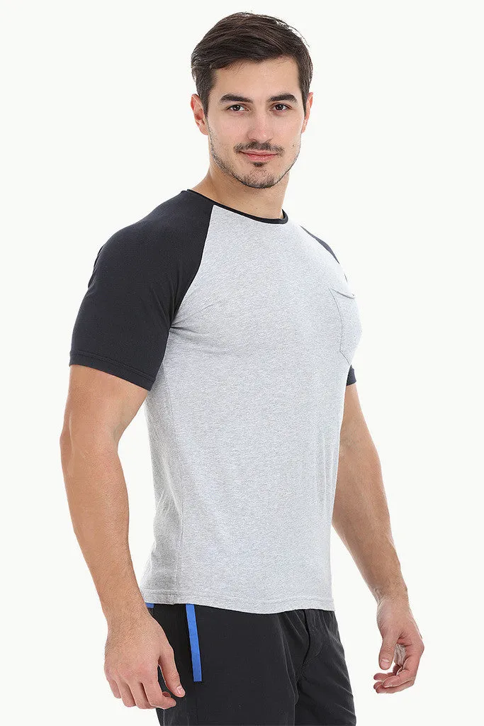 Soft Contrast Color Block Raglan Tee