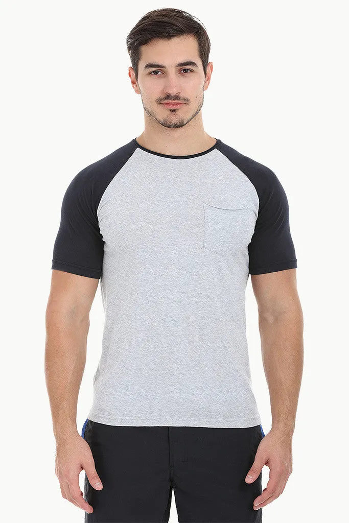 Soft Contrast Color Block Raglan Tee