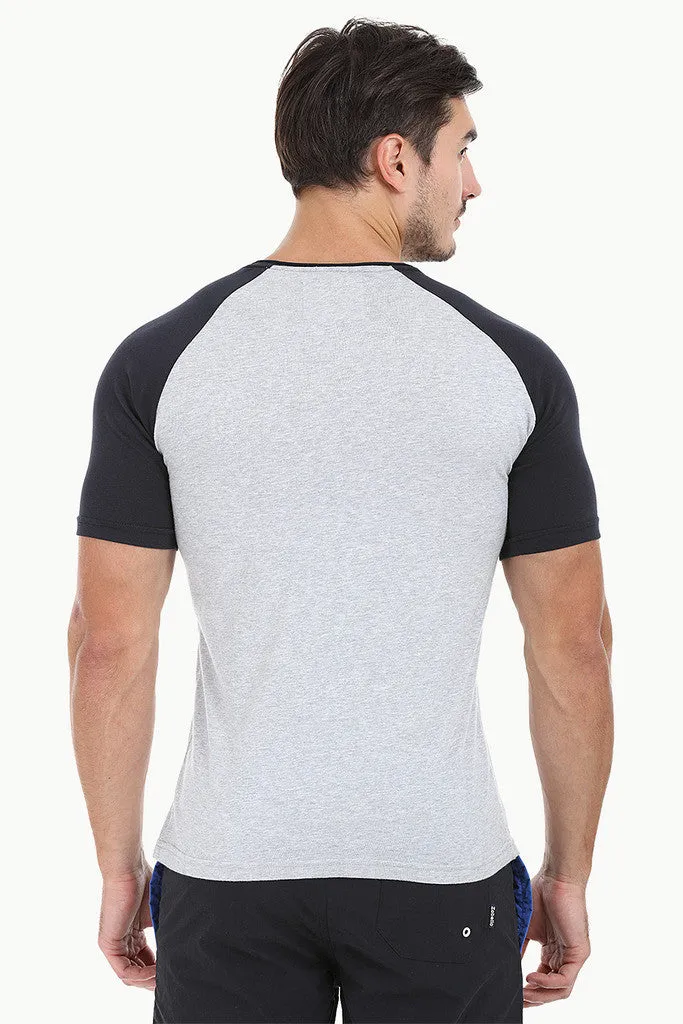 Soft Contrast Color Block Raglan Tee