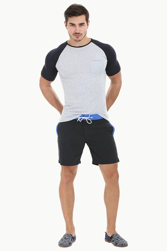 Soft Contrast Color Block Raglan Tee