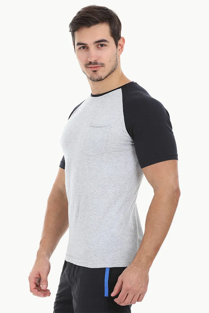 Soft Contrast Color Block Raglan Tee