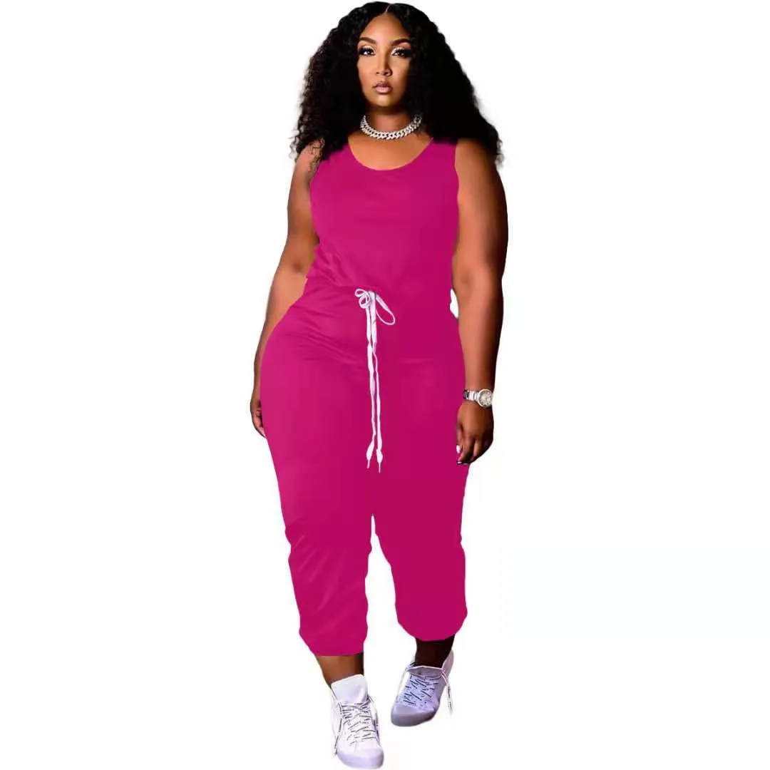 Solid color vest loose fashion jumpsuit AY1343