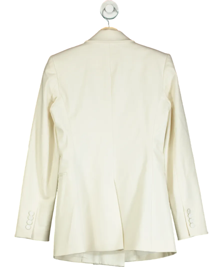 Theory Cream Satin Lapel Double-breasted Blazer UK 8