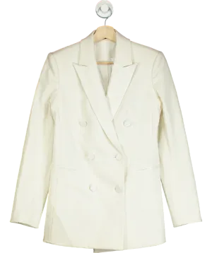 Theory Cream Satin Lapel Double-breasted Blazer UK 8