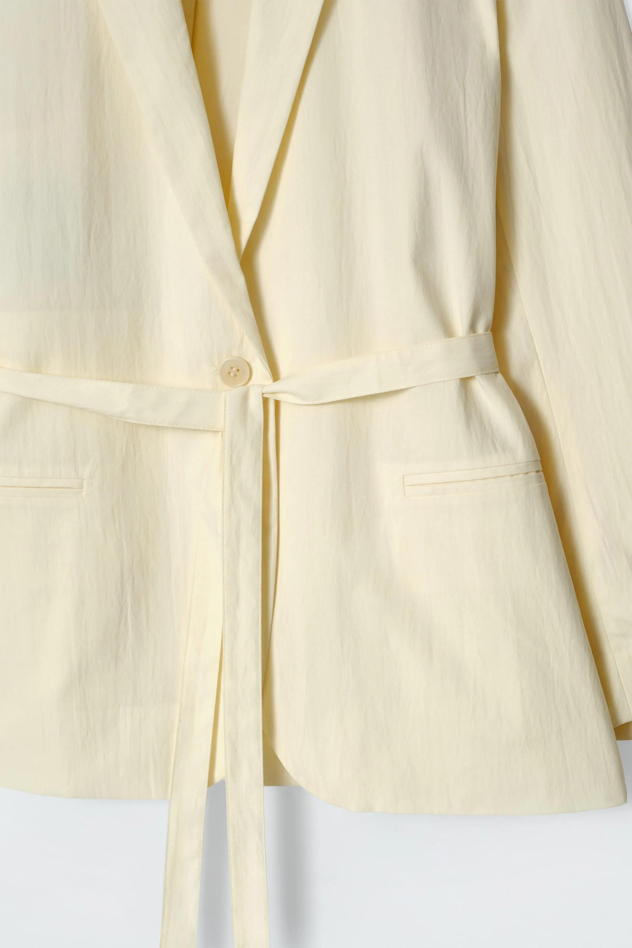 Tie-waist cotton blazer