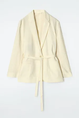 Tie-waist cotton blazer