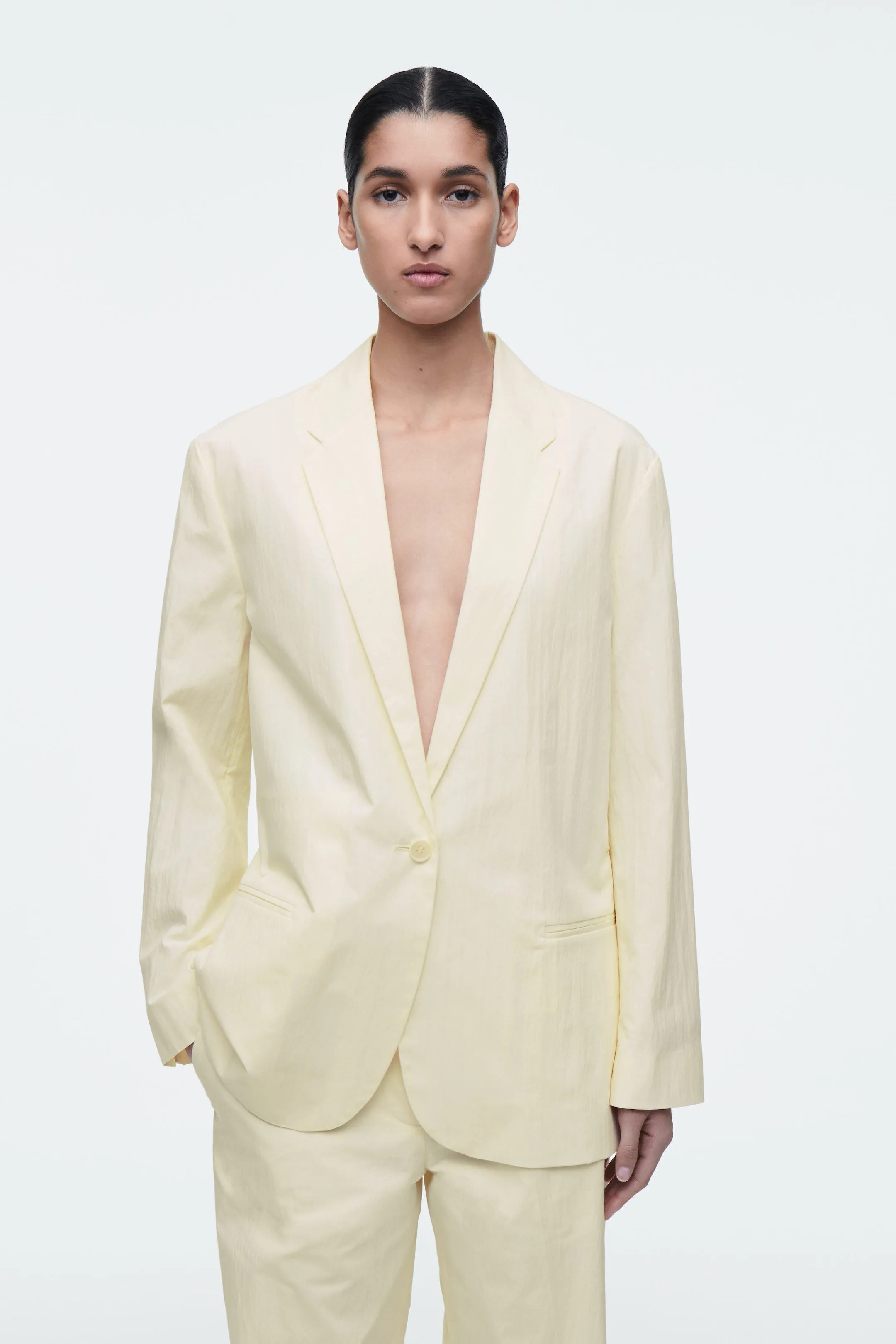Tie-waist cotton blazer