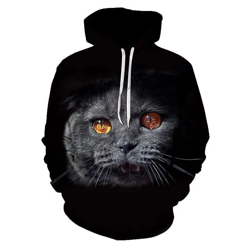 Two Cat Sweatshirts Long Sleeve 3D Hoodies Sweatshirt Pullover